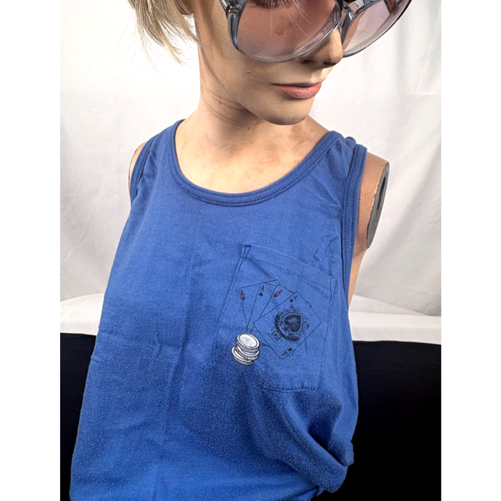 Vintage 80s Snake Creek Men's Tank Top Casino Playing Cards Mens M Small Fit